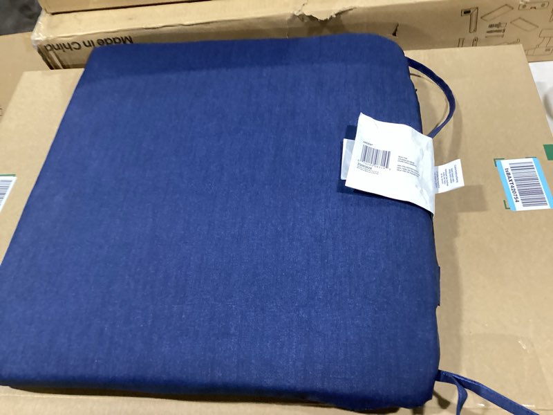 Condition photo showing New/Like New for Arden Indoor/Outdoor Seat Or Rocking Chair Cushion, 19 x 18, Water Repellent, Rain Proof, Fade Resistant Cushion for Rocking Or Dining Chairs Sapphire Blue Leala 18 x 19 Sapphire Blue Leala 1