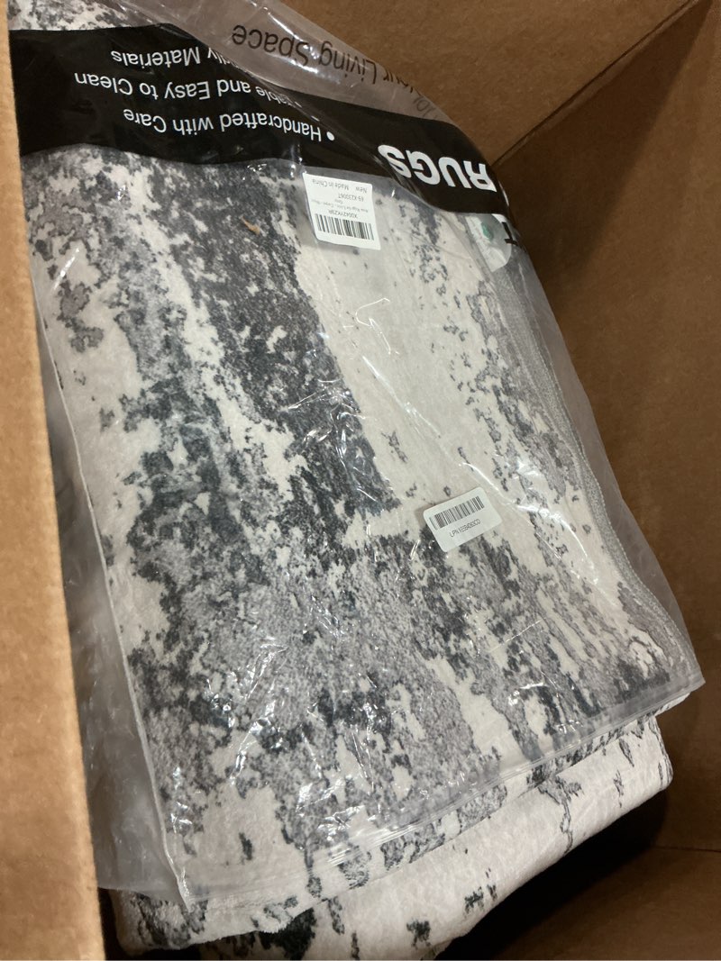 Condition photo showing Good Condition for Area Rugs for Living Room: 6x9 Abstract Washable Rug Modern Neutral Large Soft Stain Resistant Non-Slip Backing Machine Table for Bedroom Dining Room Indoor Home Office Carpet - Black Grey Black Grey 6' x 9' (Rectangular)