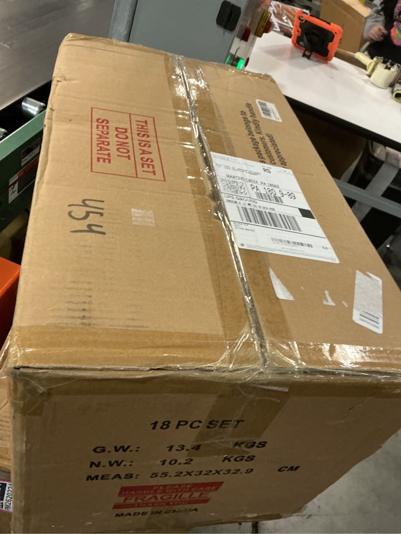 Condition photo showing New/Like New for AmorArc Ceramic Dinnerware Sets,Handmade Reactive Glaze Stoneware Plates and Bowls Set,Highly Scratch Resistant | Dishwasher & Microwave Safe Dishes set,Service for 6 (18pc) Ceylon Blue Service for 6