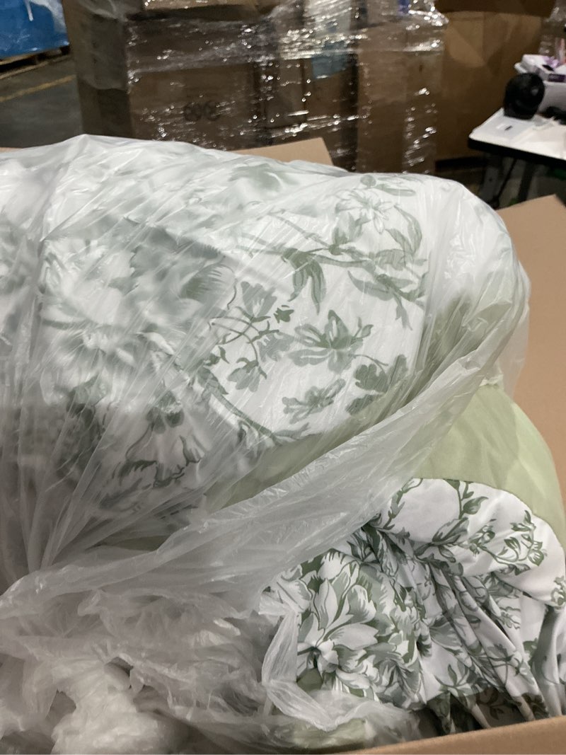 Condition photo showing As Is for bedsure comforter set - cute floral bedding comforter set, 3 pieces, 1 soft reversible desert sage sketch flowers comforter and 2 pillow shams botanical print queen
