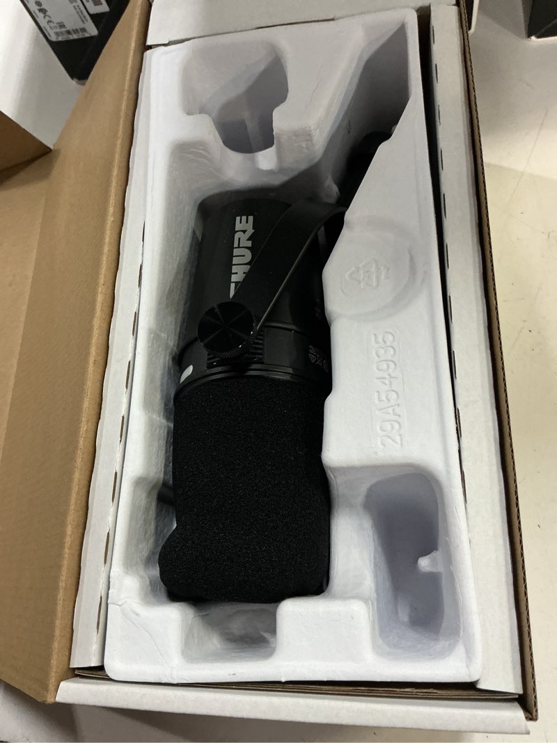 Condition photo showing Good Condition for shure mv7+ podcast dynamic microphone with stand. obs certified, enhanced audio, led touch panel, usb-c & xlr outputs, auto level mode, digital pop filter, podcasting, streaming, recording - black