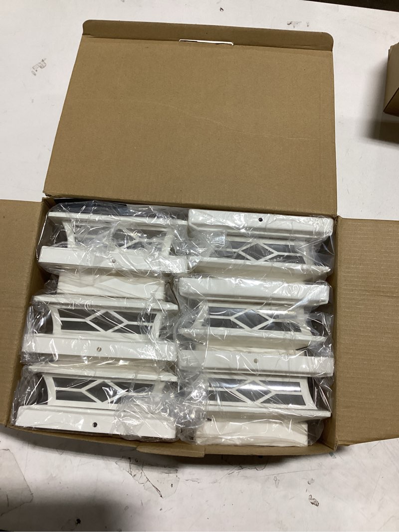 Condition photo showing As Is for jofios solar fence post lights 6pack, cap lights for 4x4/5x5 vinyl fence and 4x4/6x6 wooden post, warm white/cool white lighting, white solar cap outdoor waterproof decorate garden pathway deck patio white 6pack