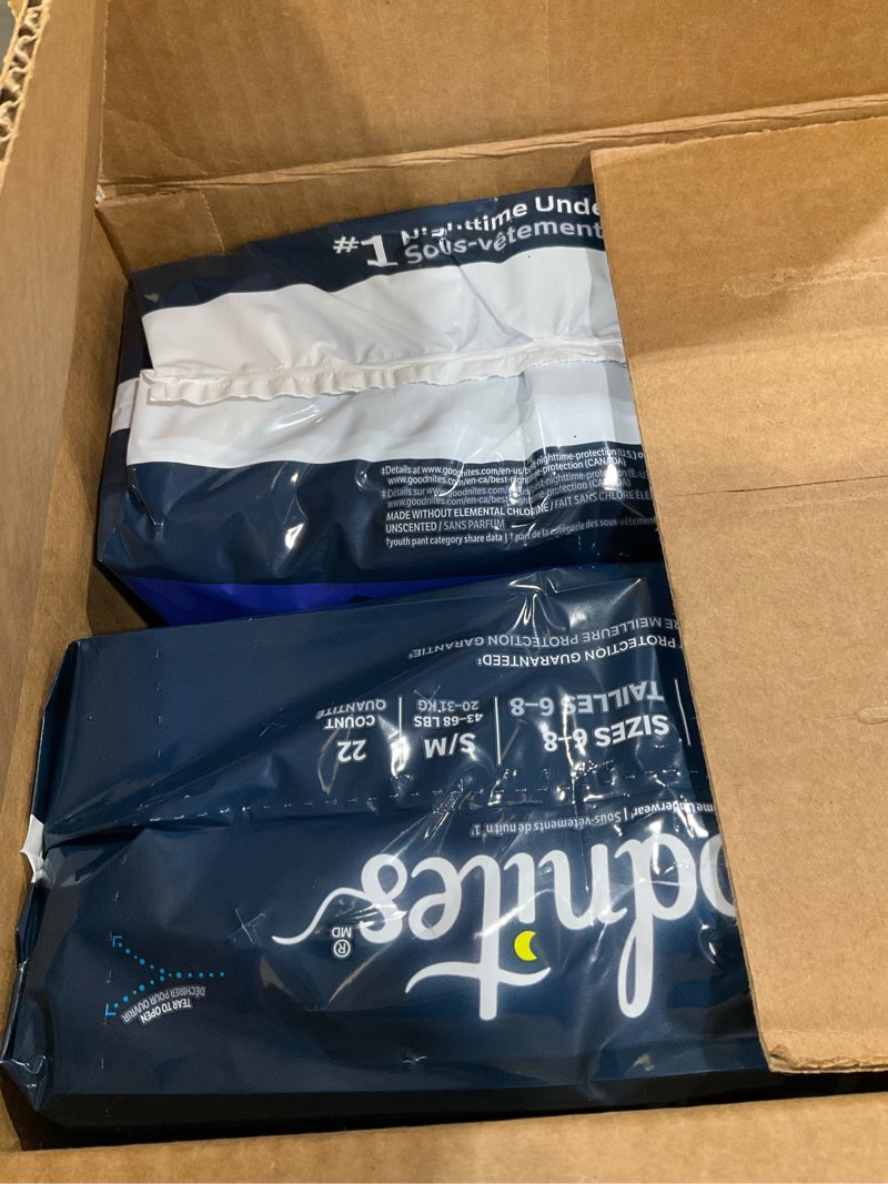 Condition photo showing Good Condition for Goodnites Boys' Nighttime Bedwetting Underwear, Size S/M (43-68 lbs), 44 Ct (2 Packs of 22), Packaging May Vary Small/Medium 44