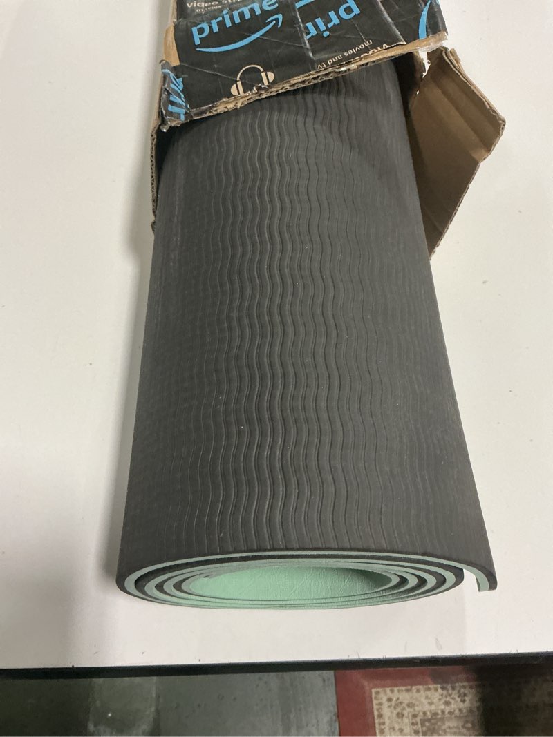 Condition photo showing As Is for Yoga Mat Non Slip TPE Extra Wide Yoga Mat with Alignment Mark, 72"L x 32"W x 0.32"/0.24"Th (183cm x 80cm x 8mm/6mm), Anti-Tear Exercise Mat with Carrying Strap and Bag, Workout Mats for Yoga, Pilates Green Black 0.32*32*72 Inches