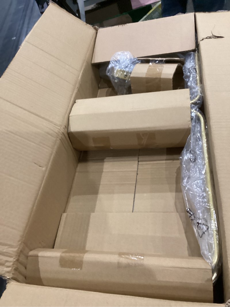 Condition photo showing New/Like New for Lynnoland 8-Light Farmhouse Chandelier for Dining Room Lighting Fixtures Hanging, Gold Dining Light Fixtures Industrial Chandelier for Bedroom, Foyer, Hall, Kitchen, Living Room and Entryway Brass Gold (No assembly light fixture) 8-Light