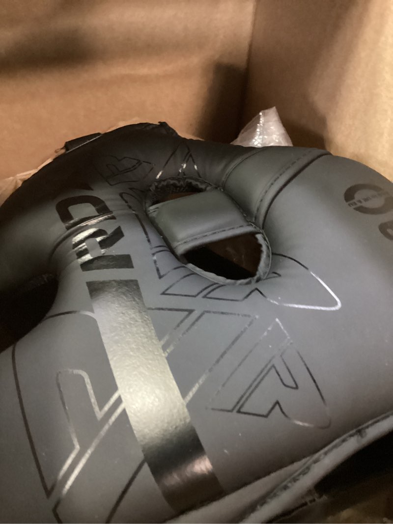 Condition photo showing Good Condition for rdx boxing headgear, mma training, adjustable padded kara,muay thai headgear, kickboxing, sparring, martial arts, karate, taekwondo helmet black large