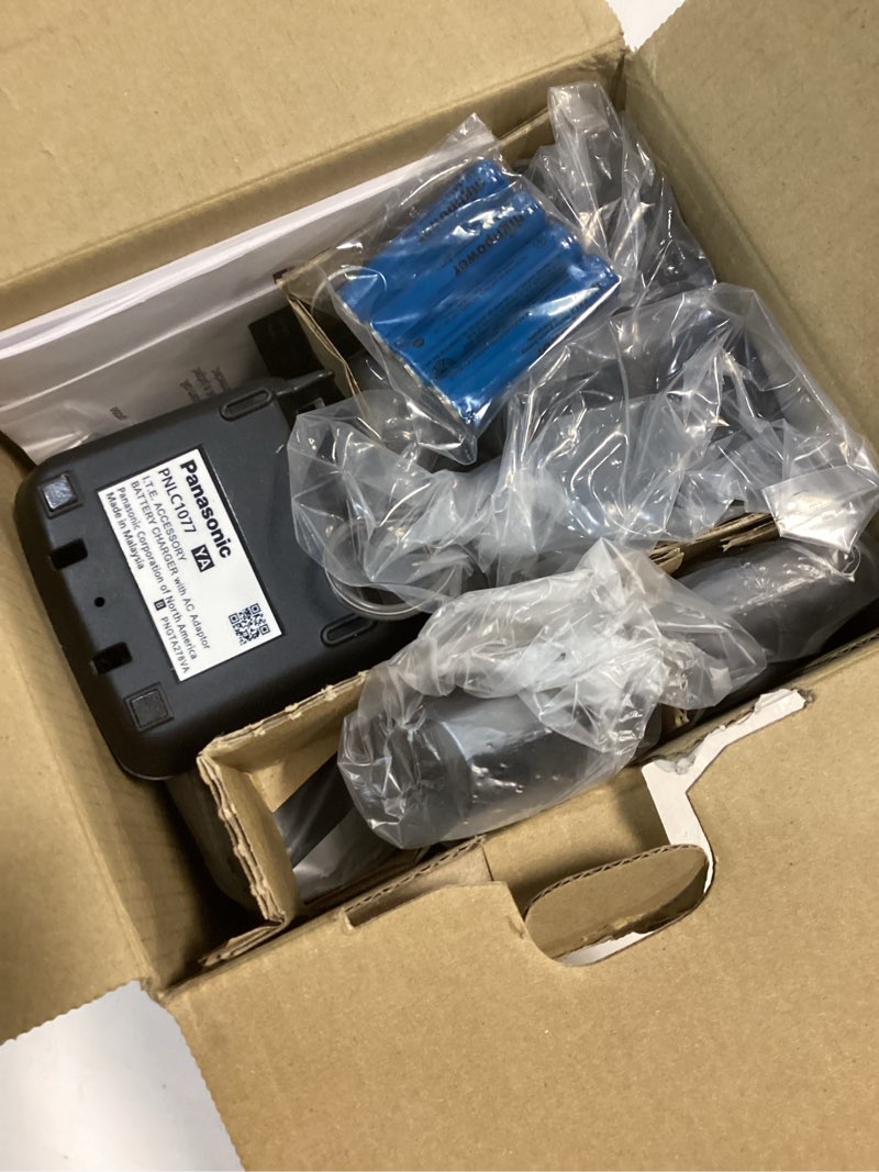 Condition photo showing Good Condition for Panasonic Cordless Phone with Answering Machine, Advanced Call Block, Bilingual Caller ID and High-Contrast Display, Expandable System with 2 Handset Cordless Telephones - KX-TGD832M (Metallic Black) 2 Handsets Black