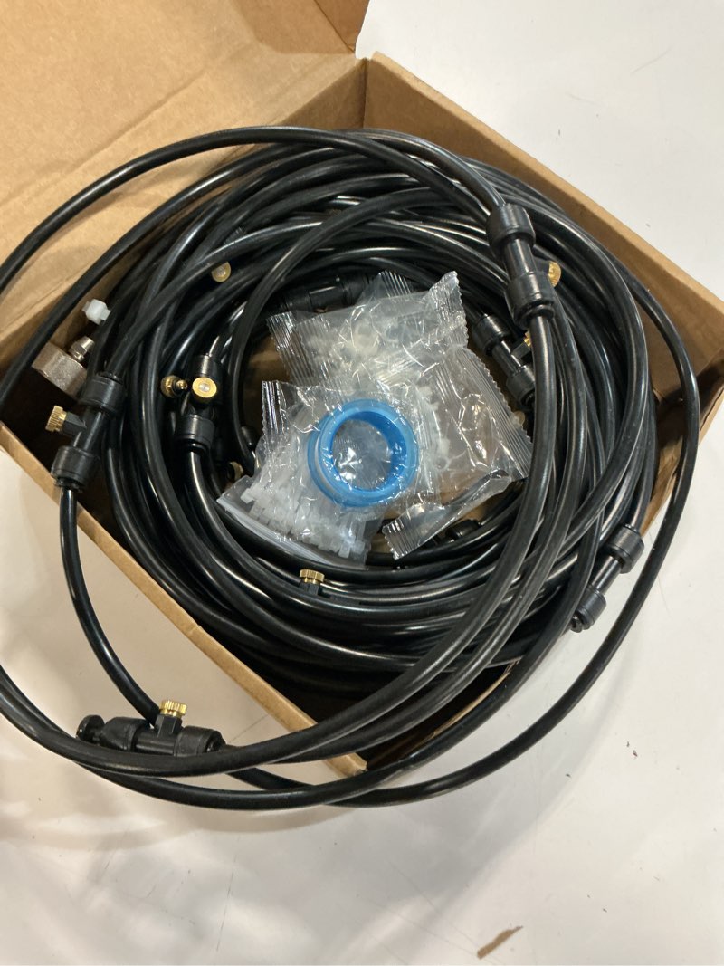 Condition photo showing Good Condition for bonviee 100ft misters for outside patio, 28 nozzles, 3/4 inch brass adapter | 30m outdoor misting system for patios, gardens & greenhouses, preassembled misting line for flexible diy cooling layouts. neo-classical 100ft