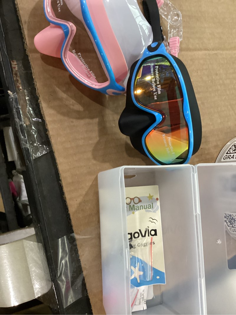 Condition photo showing Good Condition for vegovia 2 pack kids swim goggles with nose cover | 2 pack kids goggles with nose cover, anti-fog uv protection swimming goggles for kids youth 3-12 black blue& pink blue