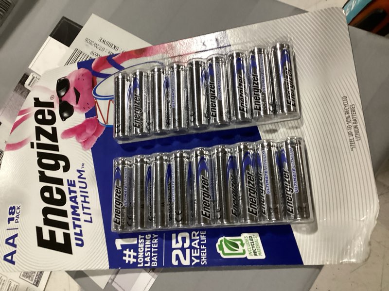 Condition photo showing New/Like New for energizer ultimate lithium aa batteries, double a batteries, 18 ct.