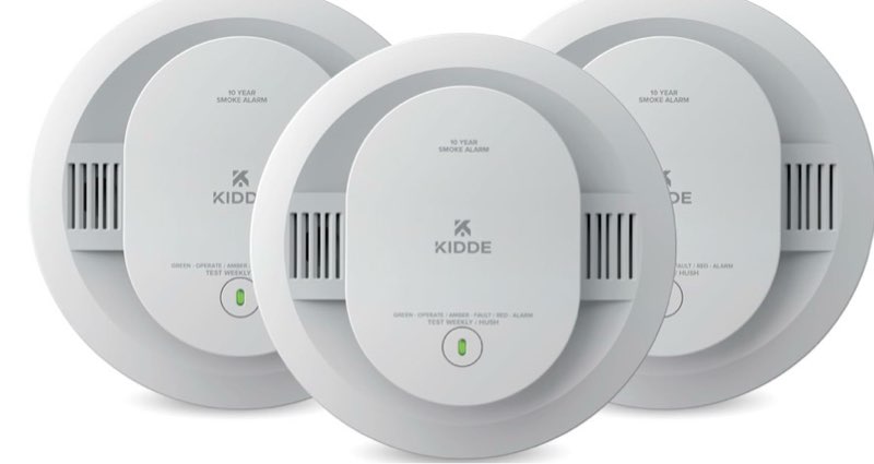 kidde smoke detector, 10-year battery powered, led warning light indicators, 3-pack 3 pack