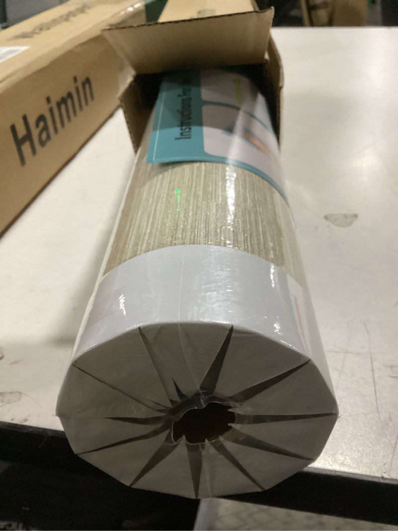 Condition photo showing Good Condition for Haimin Grasscloth Wallpaper Peel and Stick 20.9in X 393in Fabric Contact Paper Wall Paper Textured Wallpaper Horizontal Stripes Look Self-Adhesive Thick Vinyl Embossed (Beige)