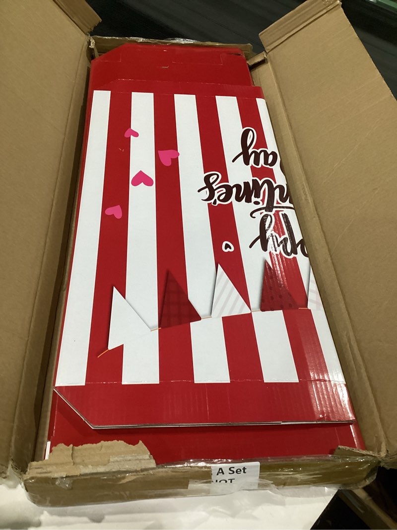 Condition photo showing Good Condition for Valentine's Kissing Booth 54 x 28 in Valentines Photo Prop Kissing Booth Stand Cardboard Cutout Decorative Sign for Carnival Romantic Wedding Party Outdoor Decorations(Classic)