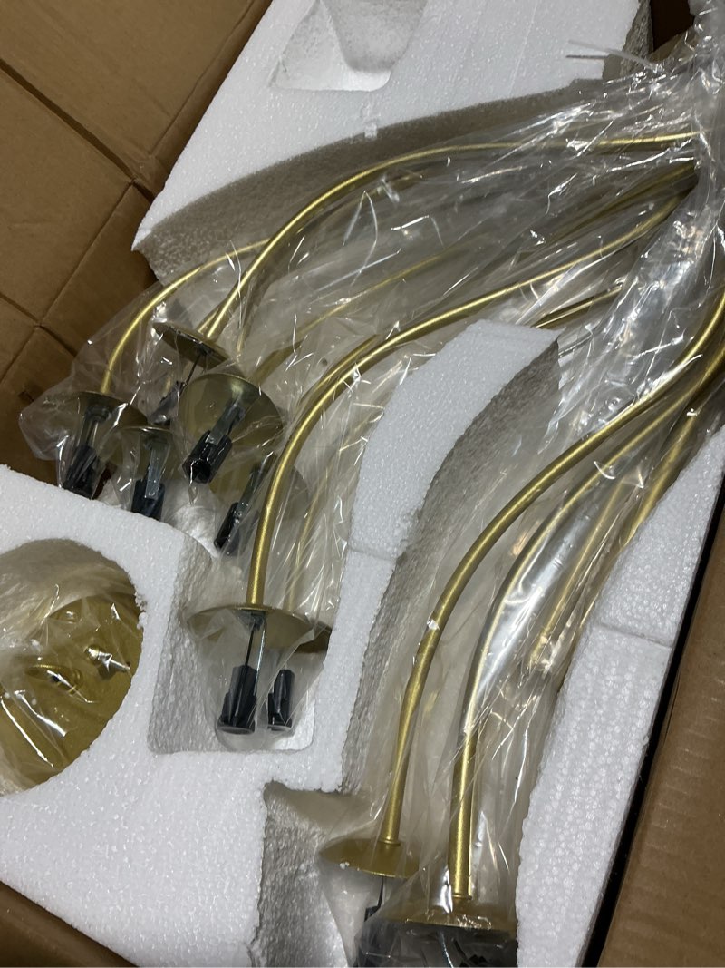 Condition photo showing Good Condition for gold chandelier 12 light, large painted gold light fixture modern suspended farmhouse dining table candle brass chandelier lighting for bedroom hallway entryway living room kitchen 34in chandeliers