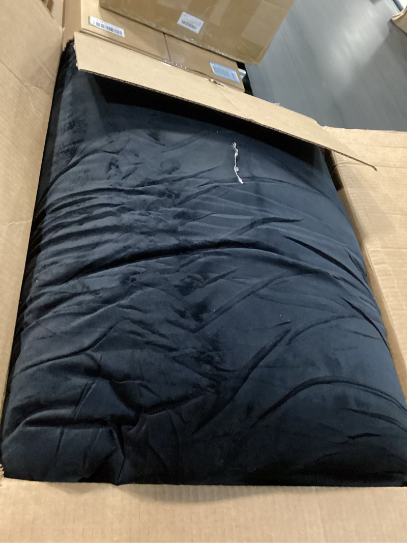 Condition photo showing As Is for luxlovery black velvet comforter set cal king men plush fluffy black bedding set california king minimalist bedding set solid modern blanket quilts winter warm flannel comforter set 2-velvet black california king