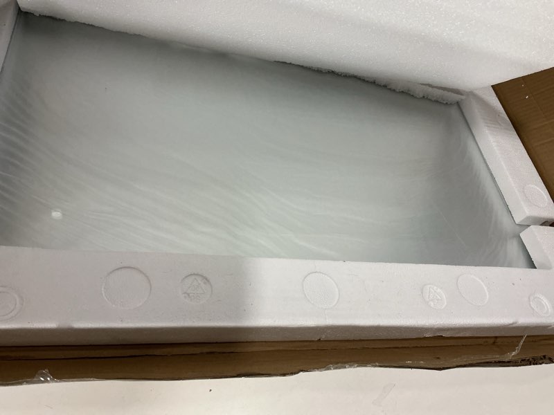 Condition photo showing Good Condition for LOAAO 30”X36” Gold Bathroom Mirror, Rounded Rectangle Gold Frame Mirror, Brushed Gold Bathroom Vanit