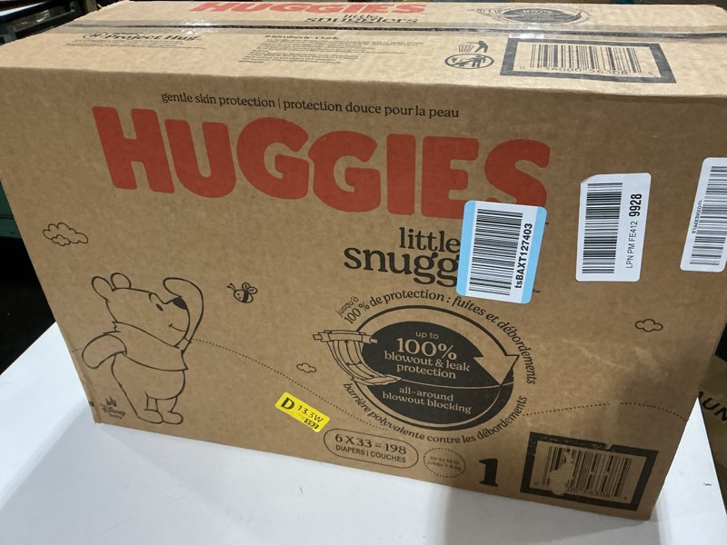 Condition photo showing Good Condition for Huggies Size 1 Diapers, Little Snugglers Diapers, Size 1 (8-14 lbs), 198 Count (6 Packs of 33), Packaging May Vary Size 1 198