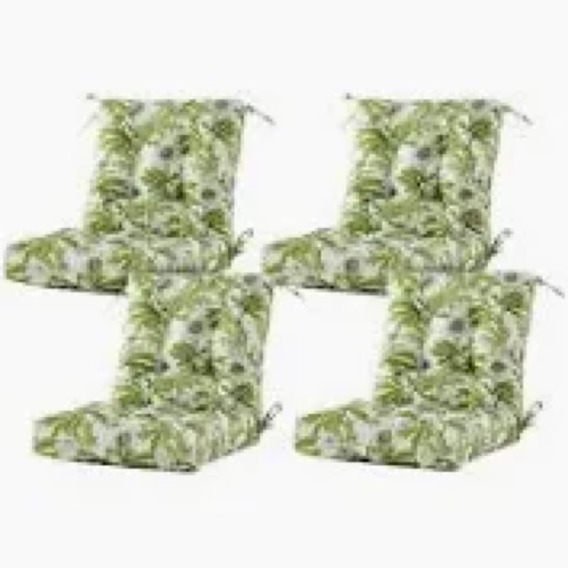 barydat 4 pcs outdoor patio chair cushions with back, 21.7 x 43.3 inch decorative dining back cushions with tie buffalo plaid indoor outdoor for patio furniture(black and white,grid) black and white grid