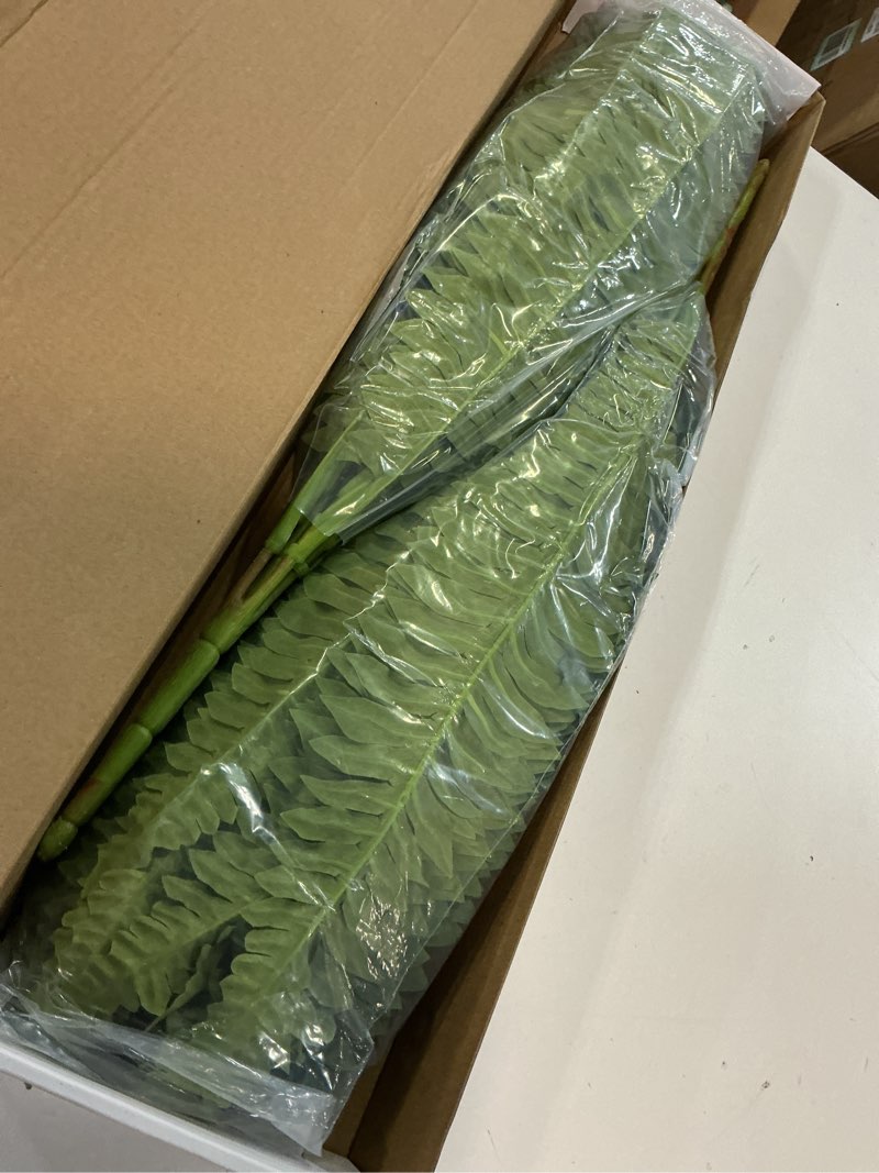 Condition photo showing Good Condition for forest prince 35" ferns artificial bush plants large, 2 artificial boston ferns with 39 fronds for outdoors home decor