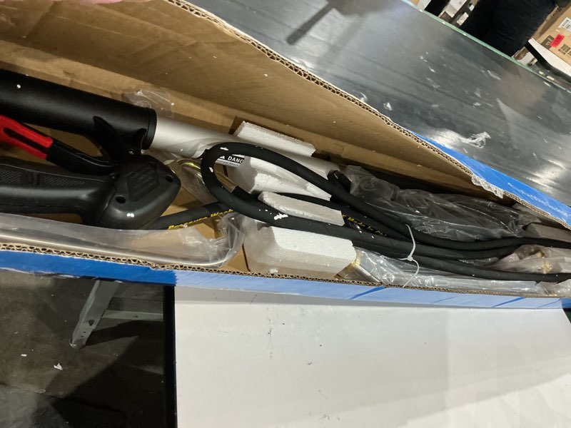 Condition photo showing Good Condition for gutter cleaning tools 24 ft telescoping pressure washer 3 extension wands, gutter cleaner attachment, brush head, 5 spray nozzle tips, 3 hose adapters and adjustable support belt