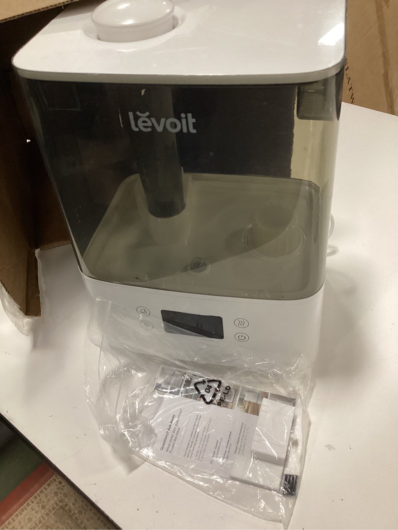 Condition photo showing As Is for LEVOIT Smart Humidifiers for Bedroom Large Room Home,(6L) Cool Mist Top Fill Essential Oil Diffuser for Baby & Plants,Smart App & Voice Control, Rapid Humidification & Auto Mode-Quiet Sleep Mode, Gray