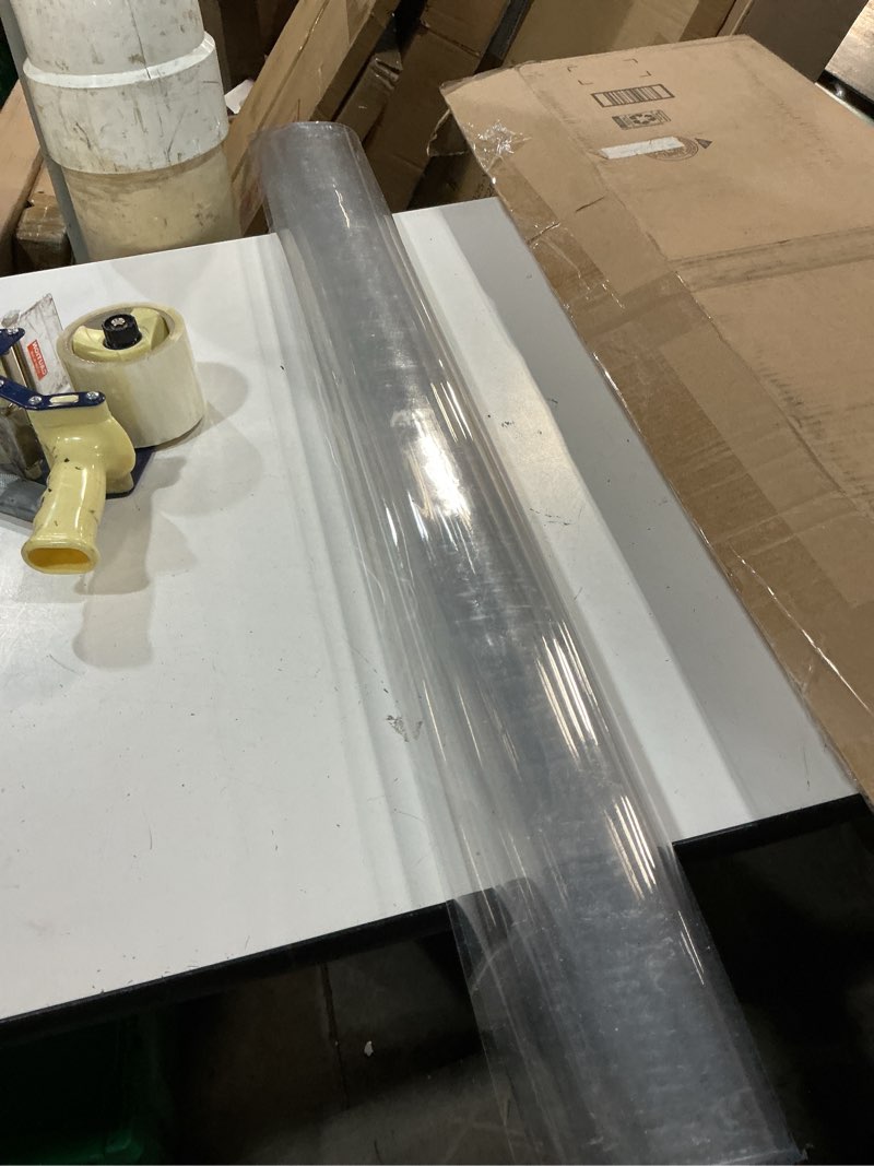 Condition photo showing Good Condition for lovepads clear table cover protector 36 x 60 inch, 1.5mm thick plastic table cover, table protector for dining room table, waterproof vinyl tablecloth table pad mat for kitchen, dresser, writing desk 36" x 60" (rectangular) clear 1.5mm