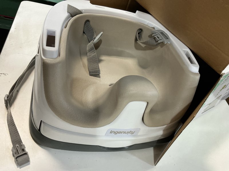 Condition photo showing New/Like New for Ingenuity Baby Base 2-in-1 Booster Feeding and Floor Seat with Self-Storing Tray - Cashmere
