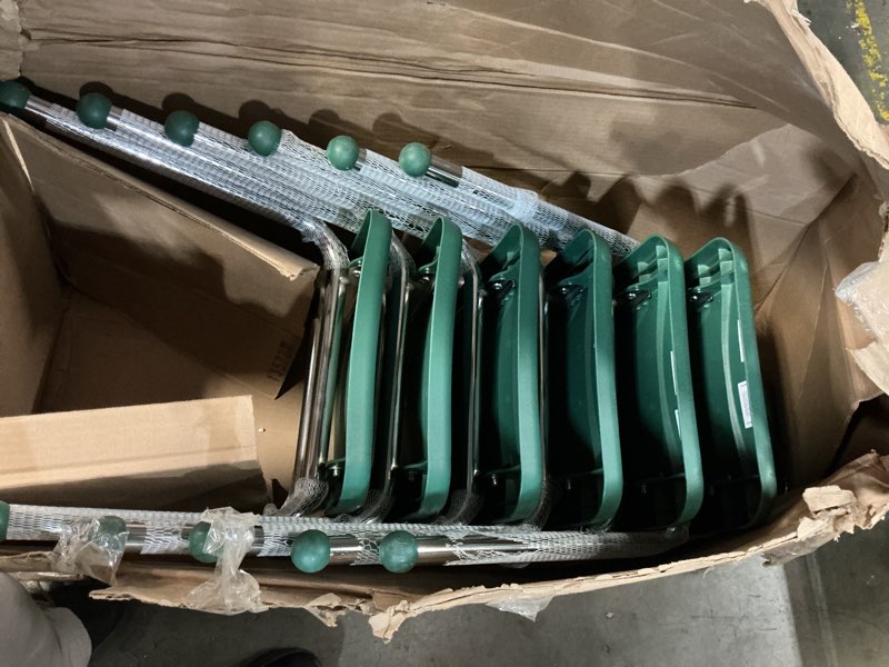 Condition photo showing New/Like New for FDP 16" School Stack Chair,Stacking Student Seat with Chromed Steel Legs and Ball Glides; For In-Home Learning or Classroom - Green (6-Pack), 10367-GN 16 inch Ball Glides Green