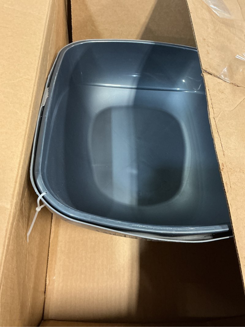 Condition photo showing As Is for petmate basic hooded cat litter pan, made in usa, 18.8"l x 15.2"w x 14"h