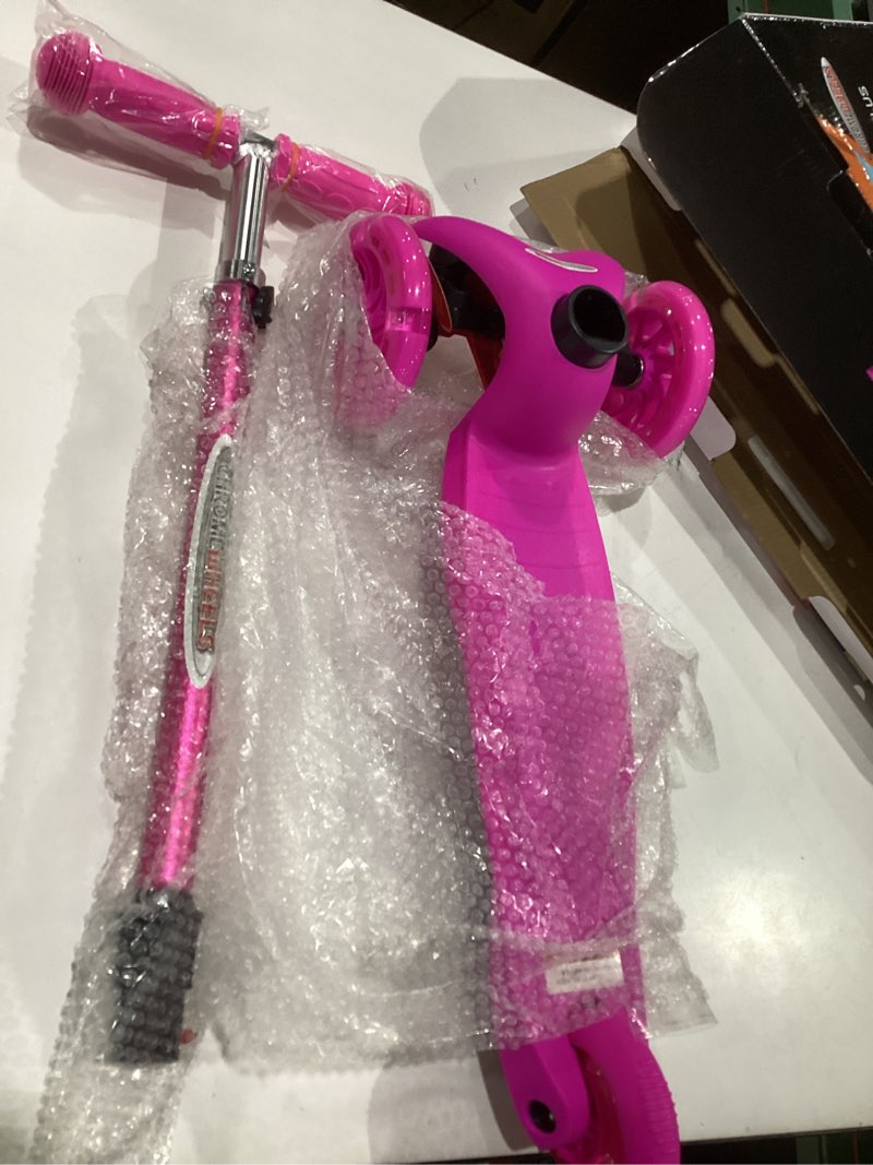 Condition photo showing Good Condition for chromewheels mini scooter for toddlers, deluxe 3-wheeled scooters for kids, 4 adjustable height glider with kick scooters, lean-to-steer with led light-up wheels for ages 3-6 girls boys
