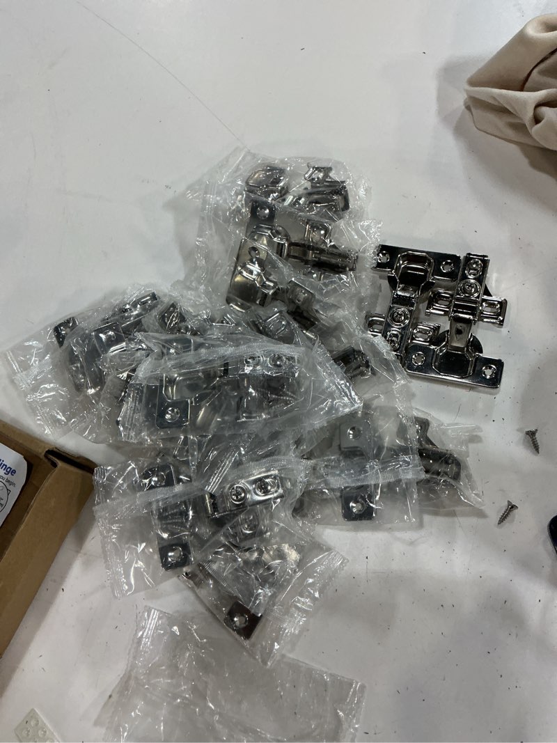 Condition photo showing Good Condition for 20 pack salice silentia soft close cabinet hinges, 1-3/8\" overlay - cup3cd9 | 106° opening angle, screw-on installation, and 2 cam adjustment for smooth, controlled cabinet door closing