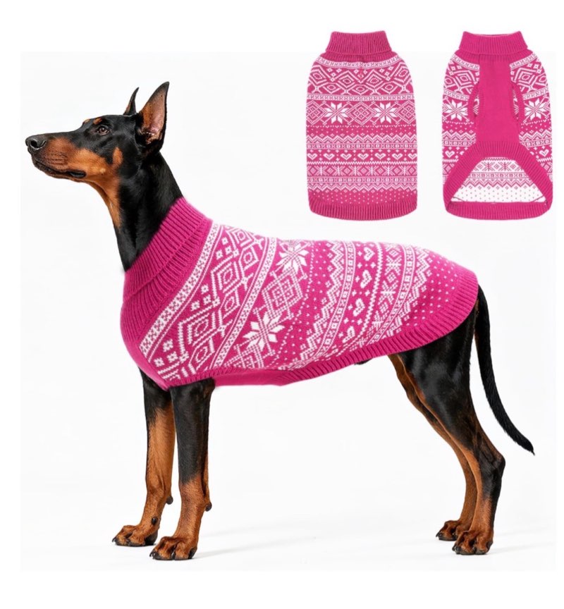 HOMIMP Dog Sweater Argyle - Warm Winter Clothes Puppy Soft Coat, Ugly Dog Sweater for Small Medium 
