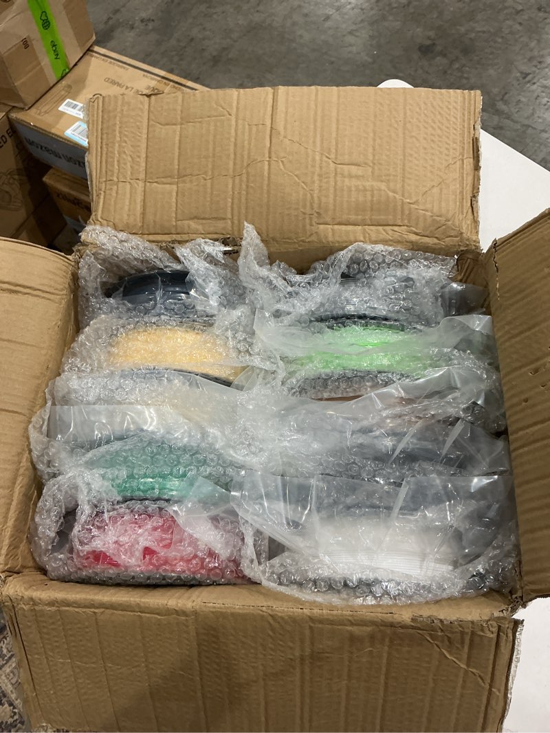 Condition photo showing Good Condition for 10 pack pla 3d printer filament bundle, dimensional accuracy +/- 0.02 mm, 1kg spool(2.2lbs), 1.75 mm?black white grey red green blue yellow brown lemon green ice cream 10*1kg(black+warm white+light gray+red+christmas green+true yellow+navy blue+lime green+brown+ice cream)