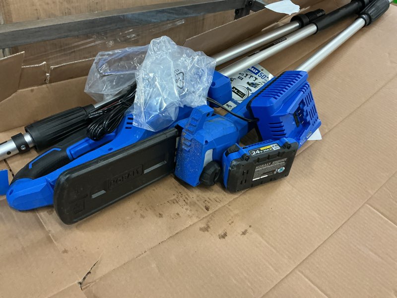 Condition photo showing As Is for kobalt brushless 8” pole saw 