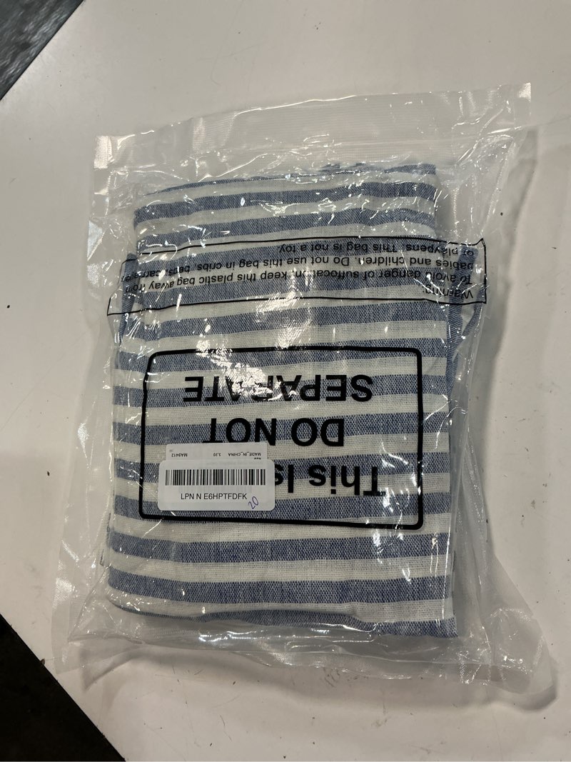 Condition photo showing Good Condition for boao cotton 52 x 70 inch farmhouse ruffle tablecloth blue white striped flounces trim table cover for rectangle table kitchen party wedding decor 52" x 70" (rectangular) rectangle blue white