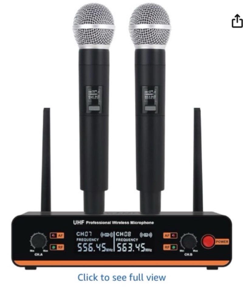 micfuns D20 Professional Wireless 2 Handheld VHF 230-250 MHZ Microphone System 100m distand for Kara