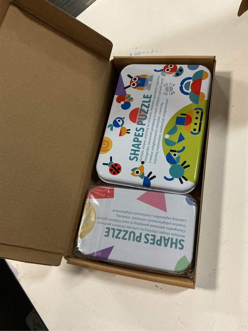 Condition photo showing New/Like New for coogam wooden pattern blocks - tangram shape puzzle set color sorting stacking game wood animal jigsaw preschool montessori brain teaser stem gift for 3 4 5 years old toddler kids (60 pattern cards)