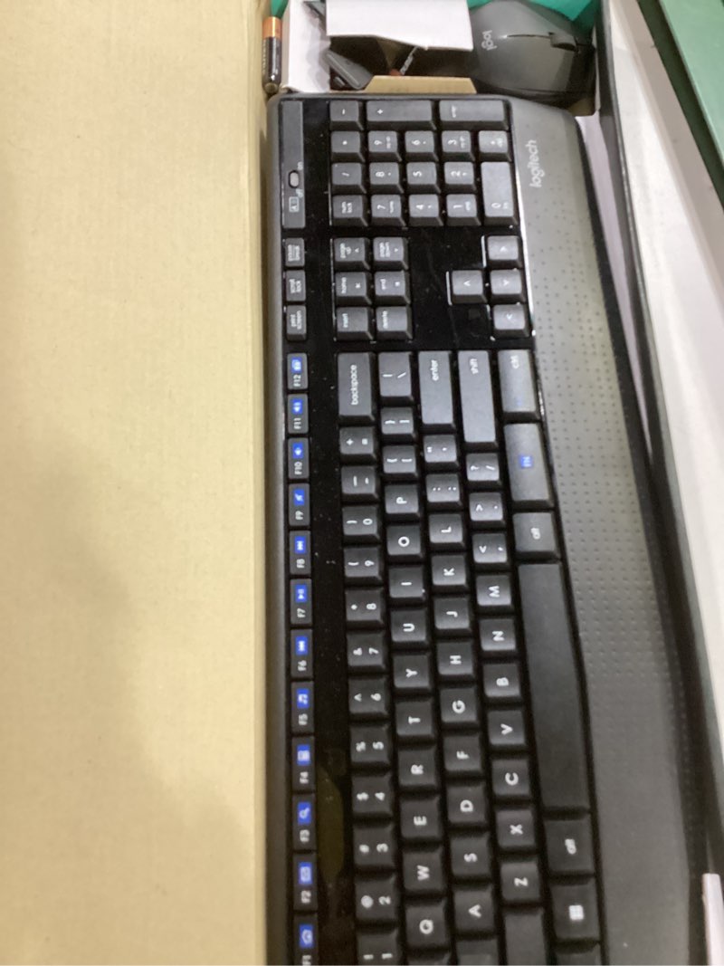 Condition photo showing Good Condition for logitech mk345 wireless keyboard and mouse combo with palm rest, 2.4 ghz usb receiver, compatible with pc, laptop, black combo 1 pack