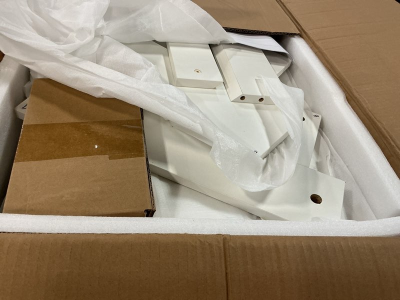 Condition photo showing As Is for White Wall Mount Cabinet, MDF Over The Toilet Storage Cabinet with Adjustable Shelves, Space Saver 2 Door Medicine Cabinet for Bathroom Laundry Kitchen, 19x 27in, No Paint Odor White 19x27