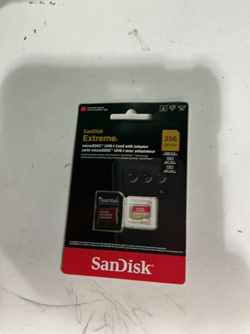 Condition photo showing New/Like New for sandisk 256gb extreme microsdxc uhs-i memory card with adapter - up to 190mb/s, c10, u3, v30, 4k, 5k, a2, micro sd card - sdsqxav-256g-gn6ma