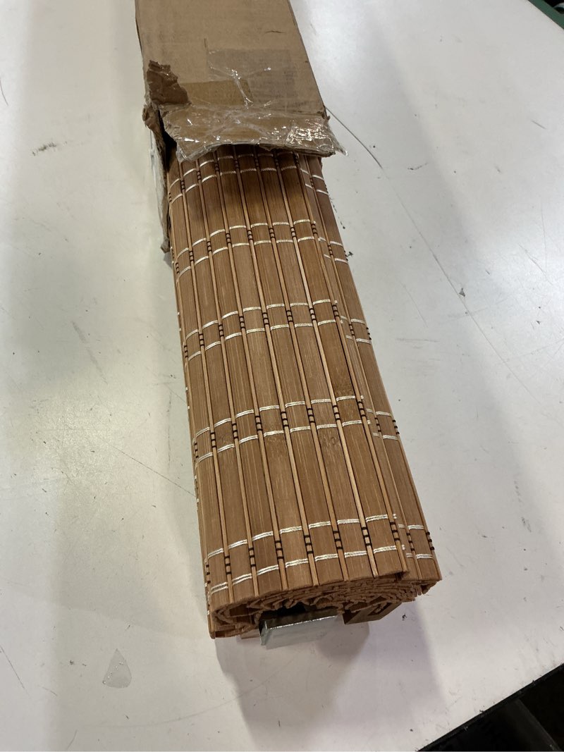 Condition photo showing Good Condition for lazblinds no tools no drill cordless bamboo roman shades, light filtering window treatment, roll up bamboo blinds for windows 29'' w x 48'' h, brown light filtering-brown206 29" w x 48" h