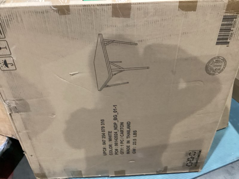 Condition photo showing New/Like New for Flash Furniture Elon 2.85' Square All-Occasion Plastic Folding Event Table with Locking Legs, Folding Banquet Table for Indoor/Outdoor Events, White Granite White 34.25" Square, Set of 1 Solid