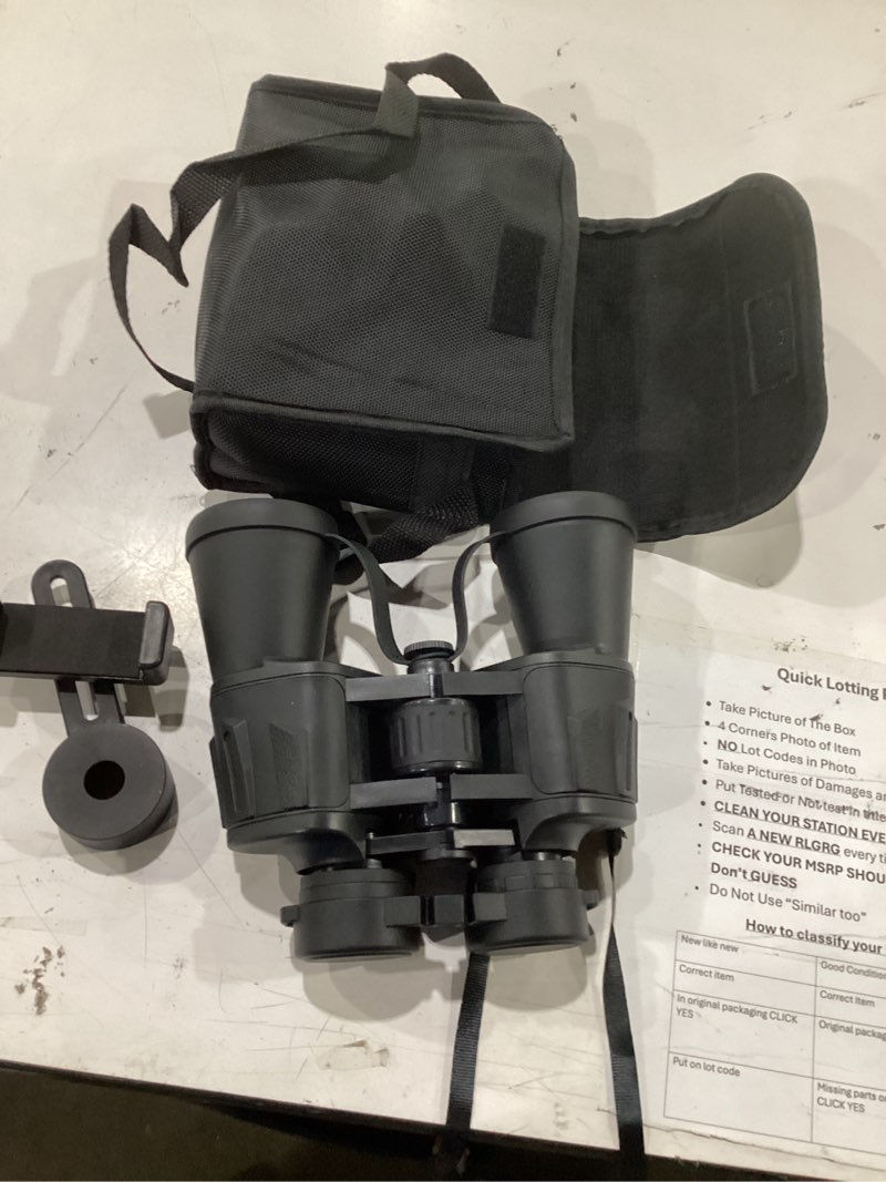 Condition photo showing Good Condition for 20x50 high powered binoculars for adults, clear durable binoculars for bird watching sightseeing wildlife watching travel hunting football games stargazing with carrying case & strap