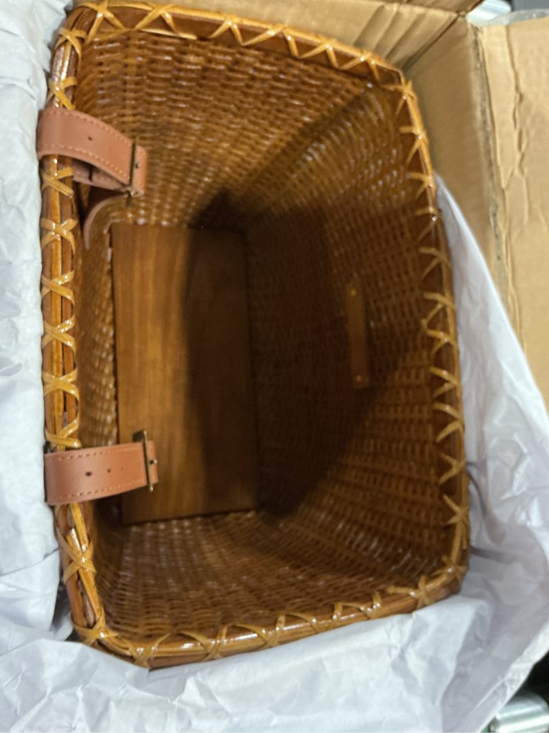 Condition photo showing New/Like New for bike basket, handmade rattan bicycle baskets, front bike baskets for women’, retro style bike baskets for adult bikes brown
