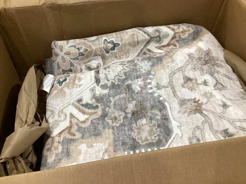 Condition photo showing Good Condition for Marsail 8x10 Machine Washable Area Rug,Soft & Slip-Resistant Large Area Rug with Reinforced Bound Edges,Short-Pile Washable Rug with Floral Pattern for Living Room,Dinning Room and Bedroom,Brown SIMILAR TO STOCK PHOTOS,NOT EXACT