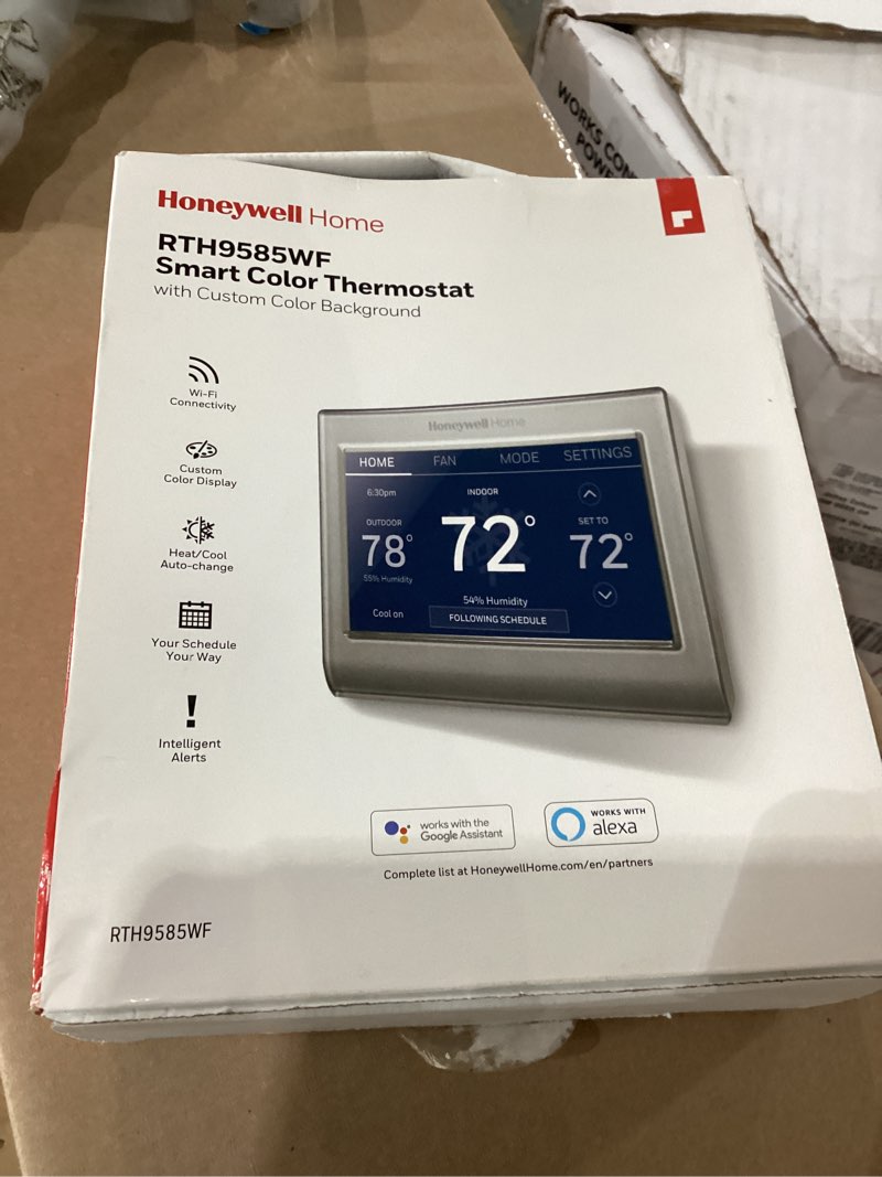Condition photo showing As Is for honeywell home silver smart compatible thermostat with wi-fi compatibility