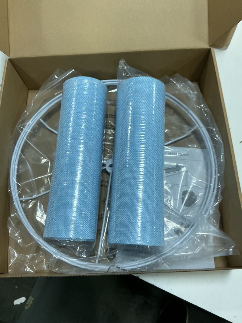 Condition photo showing Good Condition for lamp shades set of 2, drum lampshade for table lamps floor lamp, 13" top x 13" bottom x 10" high blue large line fabric lamp shades, easy assembly replacement lampshades