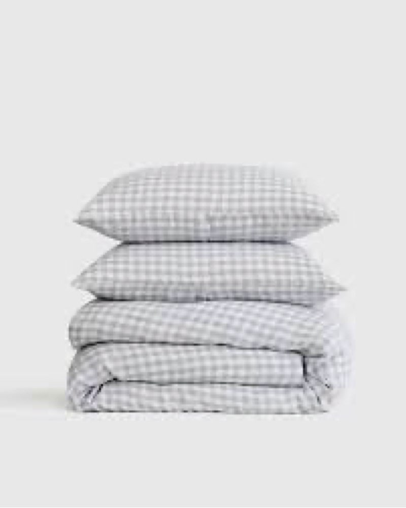 european linen gingham duvet cover set, queen 4 pcs