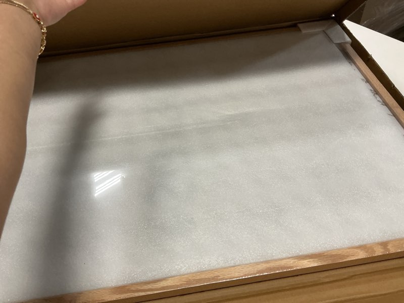 Condition photo showing Good Condition for opposite wall - 20x30 in - natural solid oak wood picture frame - lightweight, versatile & shatterproof - wall hanging poster or photo frame - wall decor for office, gallery & home