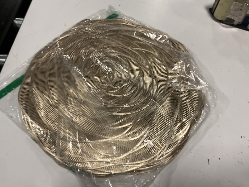 Condition photo showing Good Condition for sieral 24 set 15 inch round pressed vinyl placemats hollow out rose placemat set metallic slip resistant place mat coaster including place mats and coasters for wedding dining kitchen (gold) gold 48